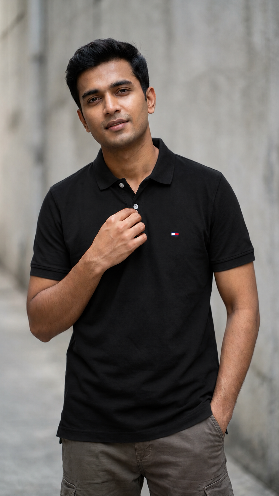 Tommy Hilfiger-Inspired Black Polo Shirt | Men’s Polo