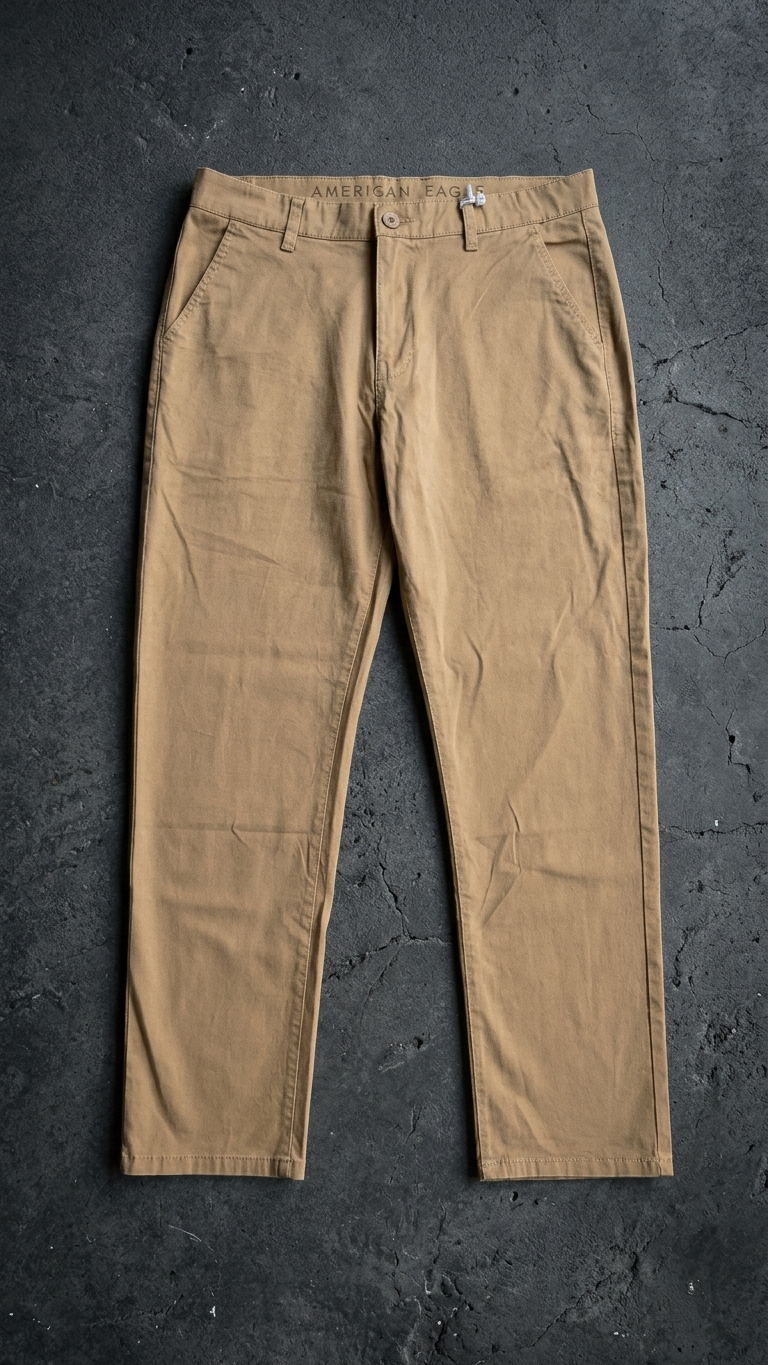 American Eagle-Inspired Twill Pant Khaki | Slim Straight Fit