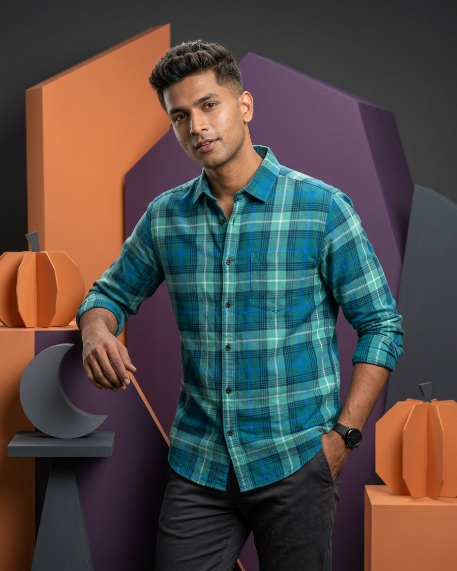 Zara green stripe check shirt - photo 3 | OutFitT Sylhet