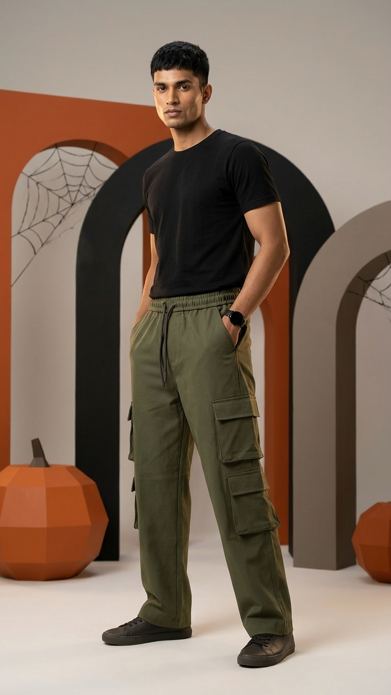 7 Pocket Utility Baggy Cargo Pant Olive