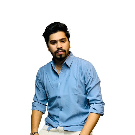 Men's micro stretch button-down shirt in powder blue | OutFitT Sylhet