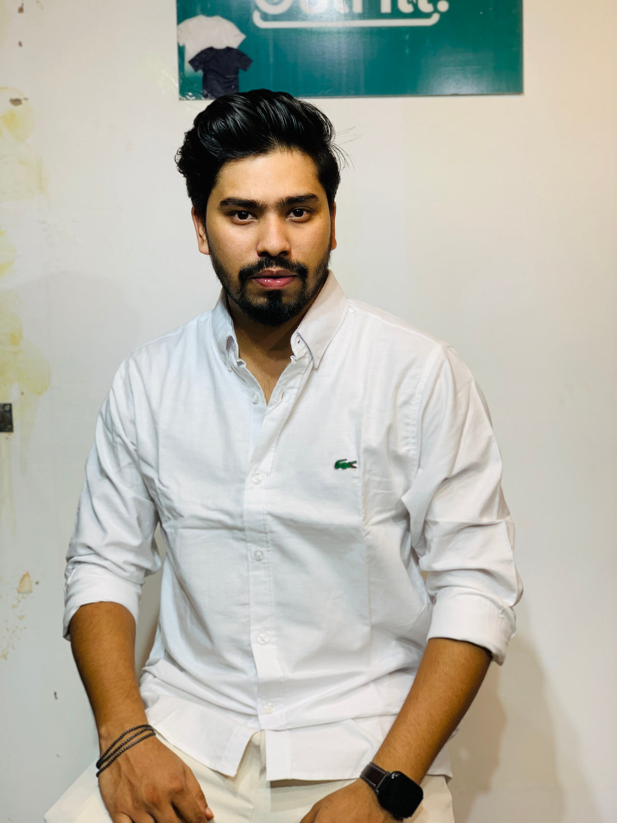 Lacoste white casual shirt for men | OutFitT Sylhet
