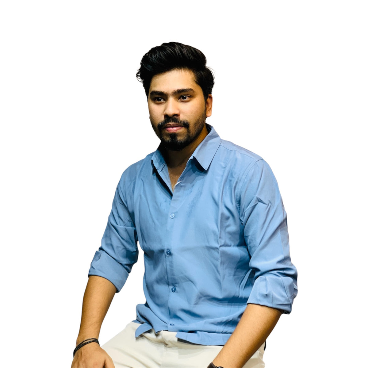 Men's micro stretch button-down shirt powder blue - photo 2 | OutFitT Sylhet