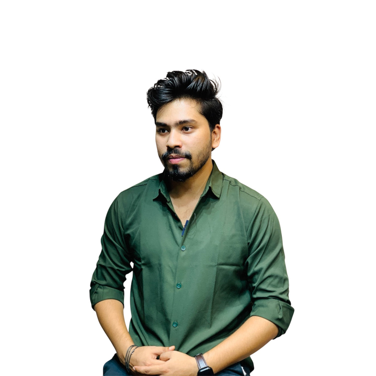 Men's micro stretch button-down shirt sage green - photo 2 | OutFitT Sylhet
