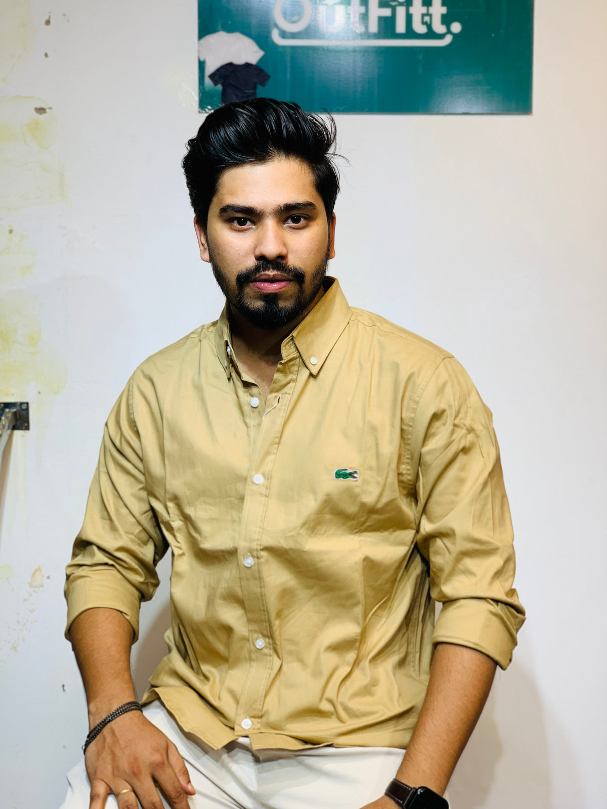 Lacoste Oxford shirt in beige for men | OutFitT Sylhet