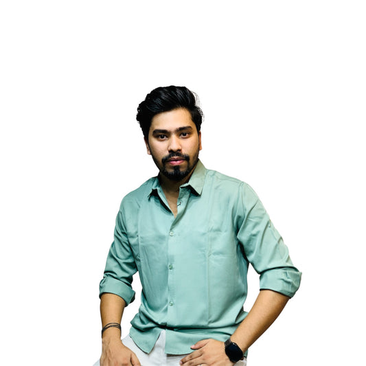 Men's micro stretch button-down shirt in mint green | OutFitT Sylhet