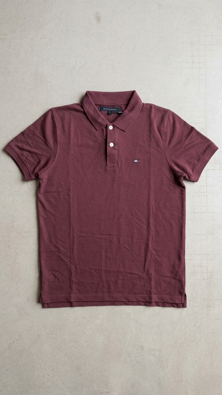 Tommy Hilfiger-Inspired Burgundy Polo Shirt | Men’s Polo