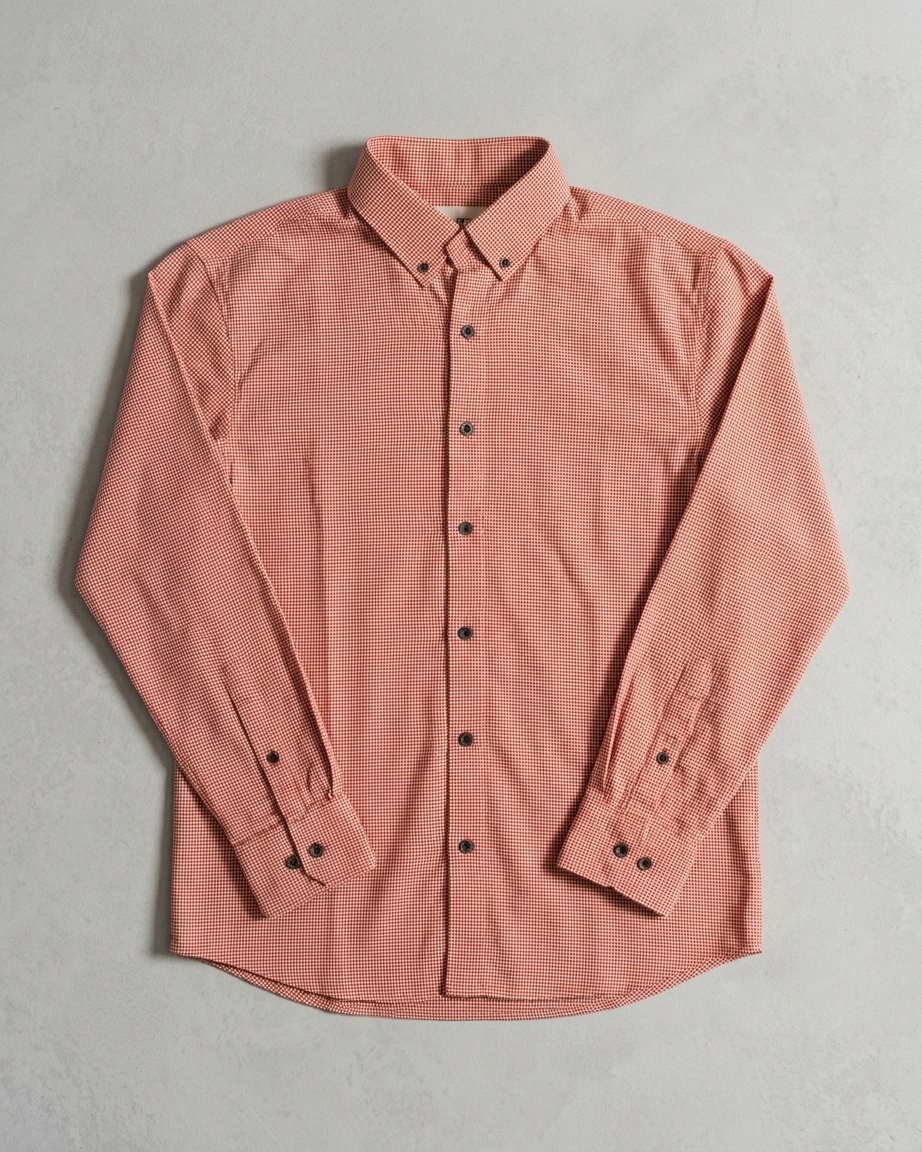 Red and white houndstooth button-down cotton shirt - photo 3 | OutFitT Sylhet