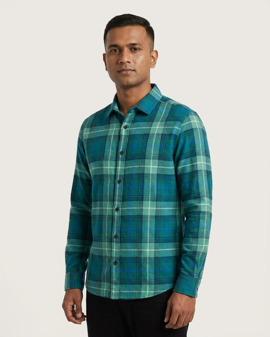 Zara green stripe check shirt for men | OutFitT Sylhet
