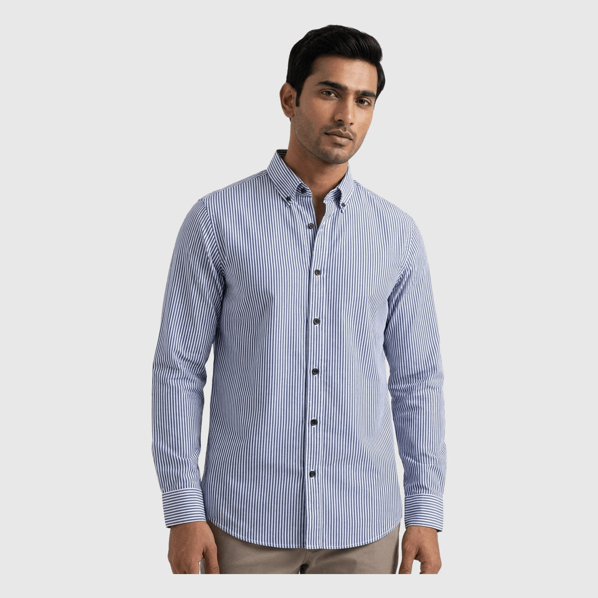 Old money white and blue stripe shirt for men | OutFitT Sylhet