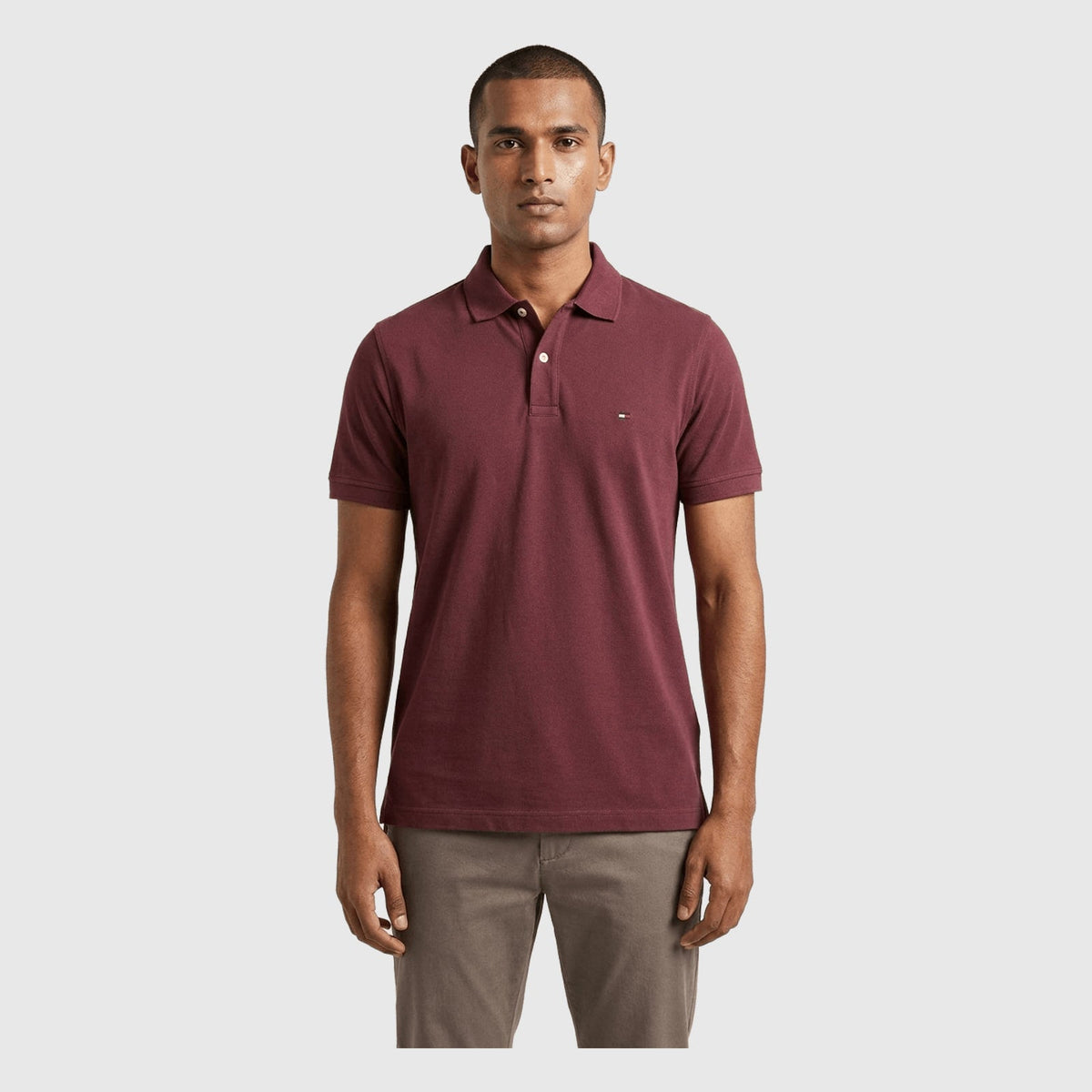 Tommy Hilfiger-Inspired Burgundy Polo Shirt | Men’s Polo