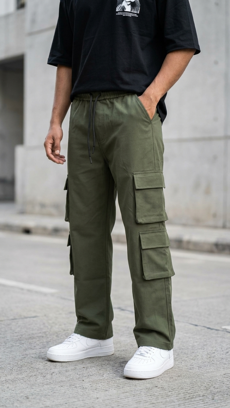 7 Pocket Utility Baggy Cargo Pant Olive