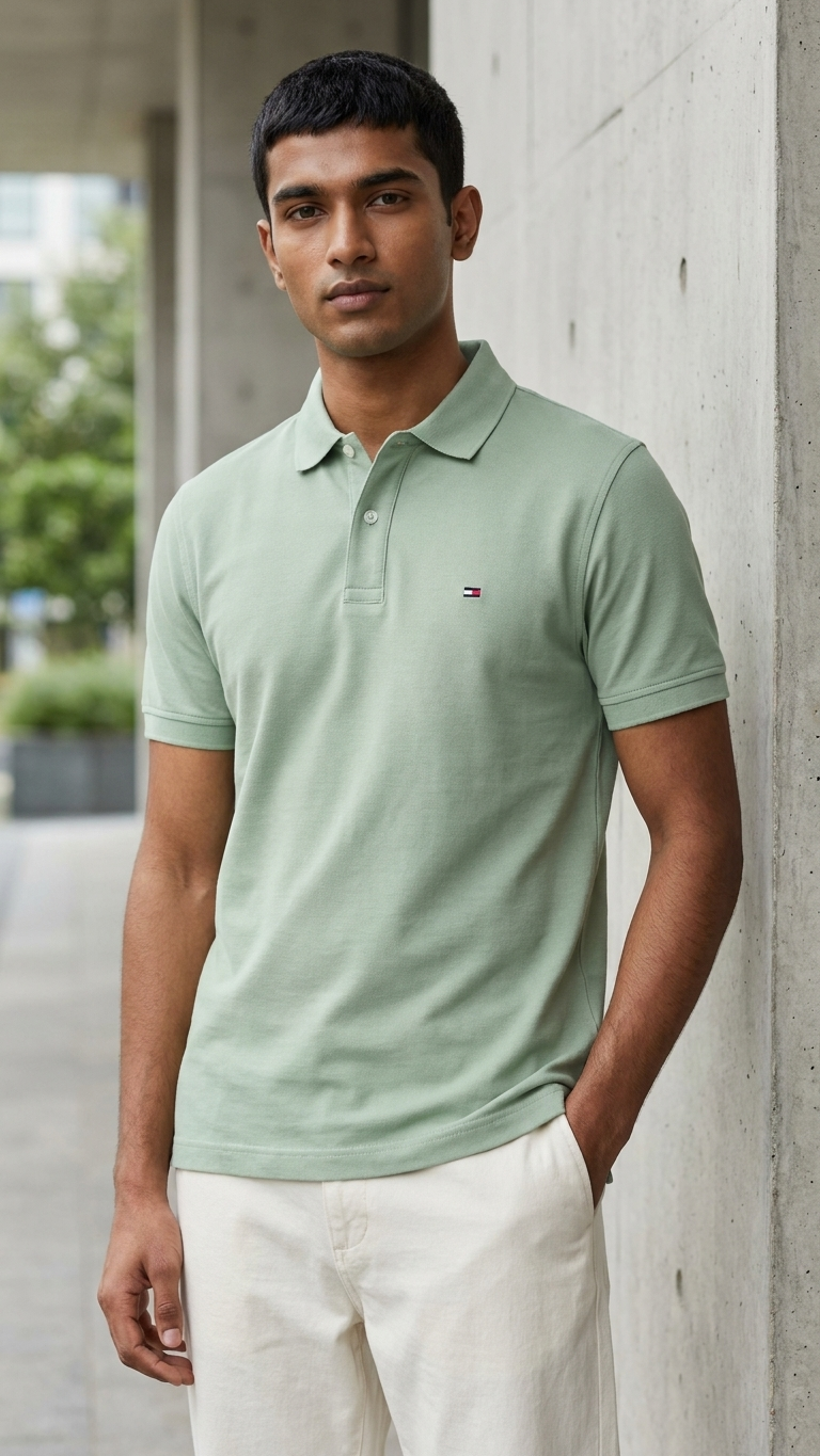 Tommy Hilfiger-Inspired Light Mint Green Polo Shirt | Men’s Polo